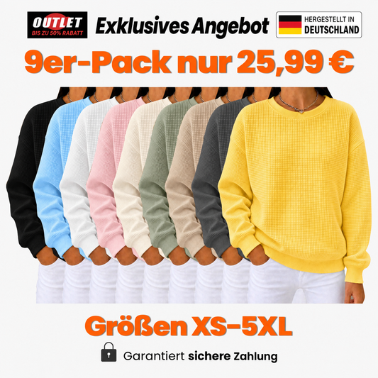 🔥 Damen Waffelstrick-Sweatshirt – Locker & Bequem